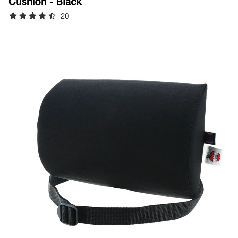 CORE PRODUCTS LUNIFORM PETIT LUMBAR SUPPORT CUSHION IN BLACK NWT!
